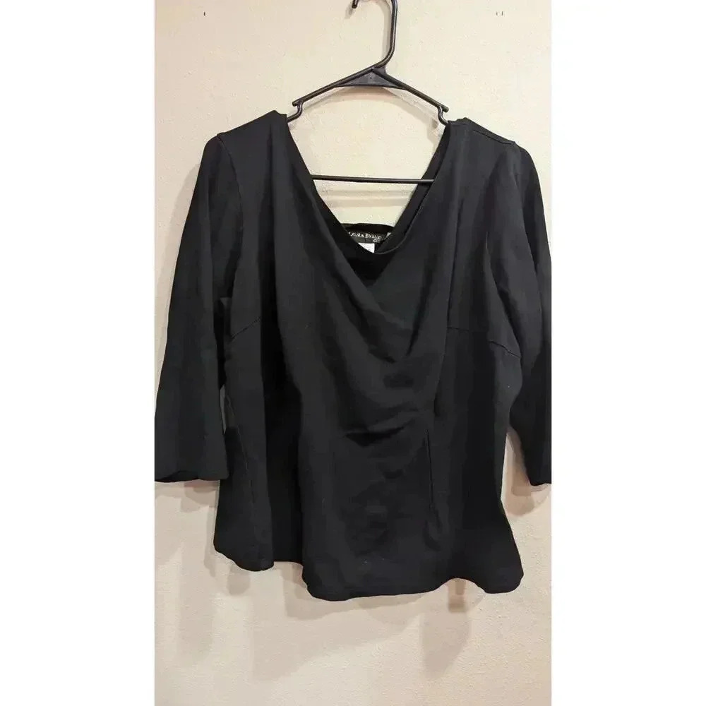 Woman pinup style black blouse w/ 3/4 length sleeves size 4x by Laura Byrnes CA
